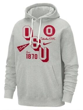 Nike Ohio state OSU gray men’s club hoodie hooded sweatshirt 36482